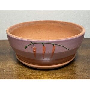 Terracotta Planter Pot Succulent Cactus 8” Pottery Round Planter Chili Pepper